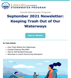September 2021 Newsletter: Keeping Trash Out of Our Waterways