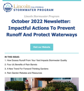 October 2022 Newsletter: Impactful Actions To Prevent Runoff and Protect Waterways