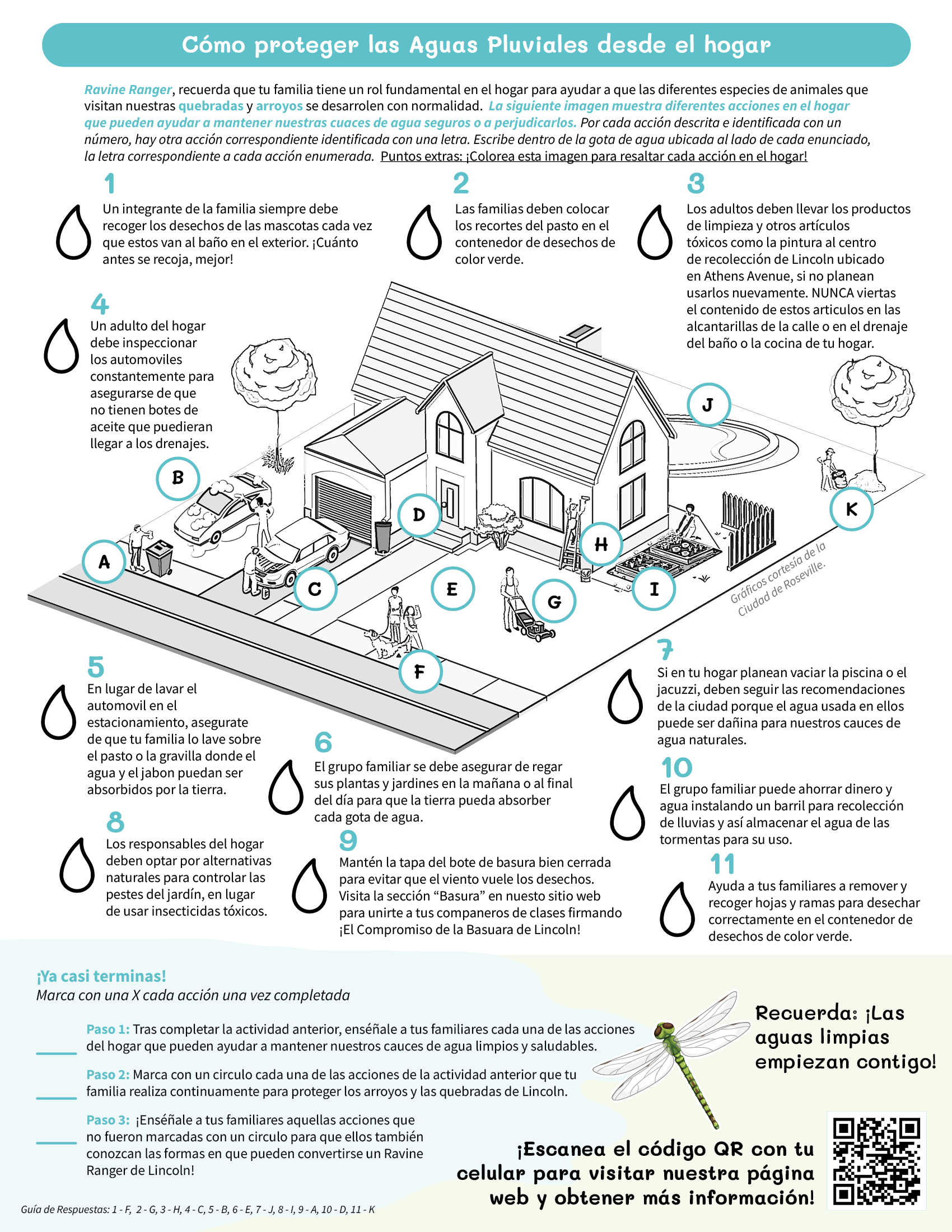 Lincoln Stormwater School Activity Sheet in Spanish